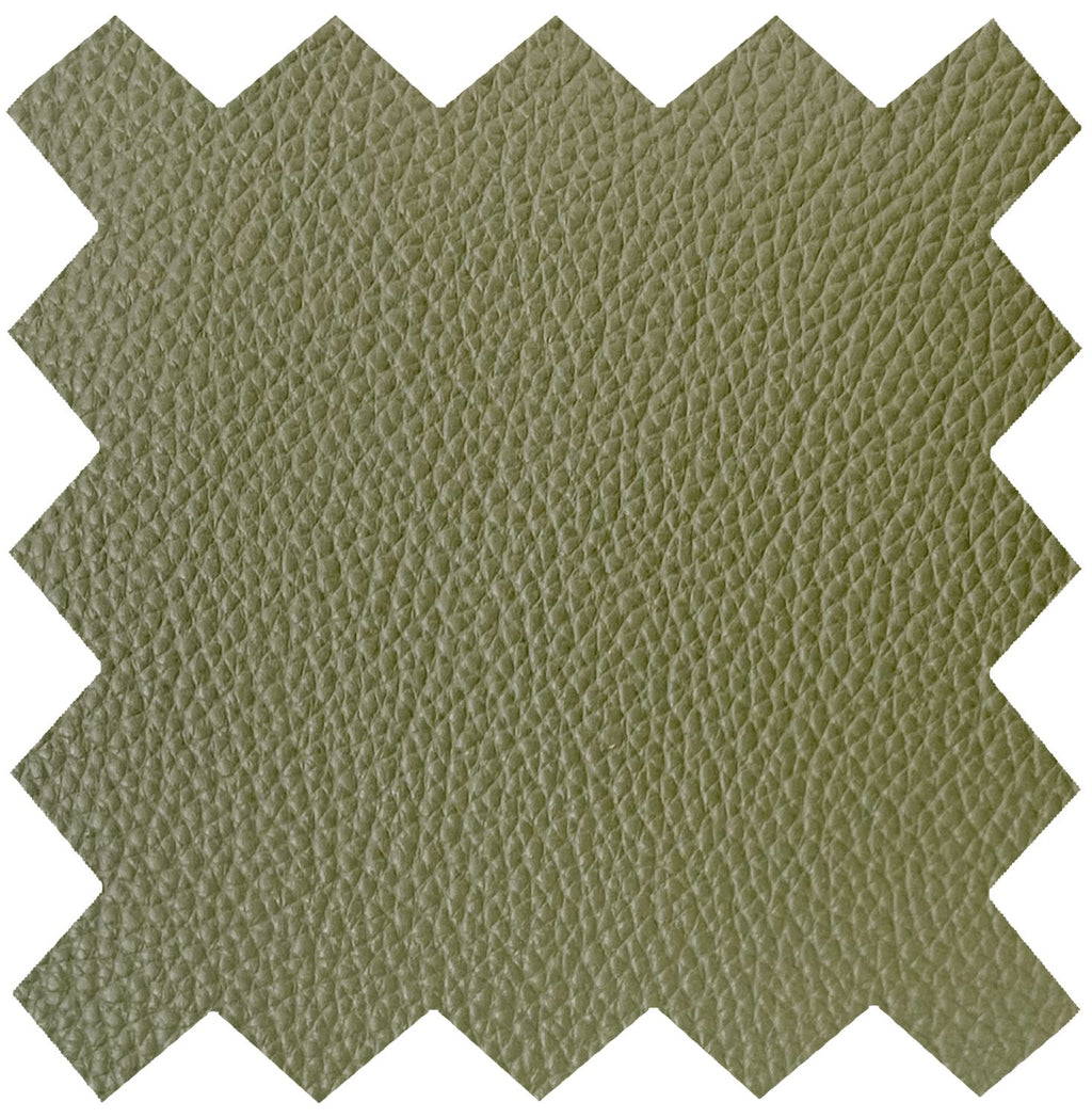 Olive Green Leather Effect Recliner with Footstool Oak Base