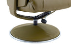 Olive Green Leather Effect Swivel Recliner with Footstool - Home Furniture Interiors