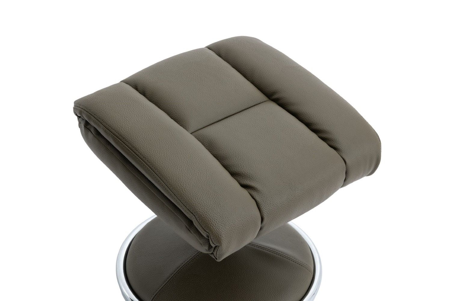 Olive Green Leather Effect Swivel Recliner with Footstool