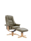 Olive Green Leather Recliner Chair With Footstool