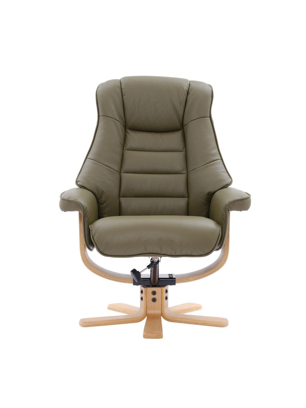 Olive Green Leather Recliner Chair With Footstool