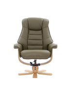 Olive Green Leather Recliner Chair With Footstool - Home Furniture Interiors