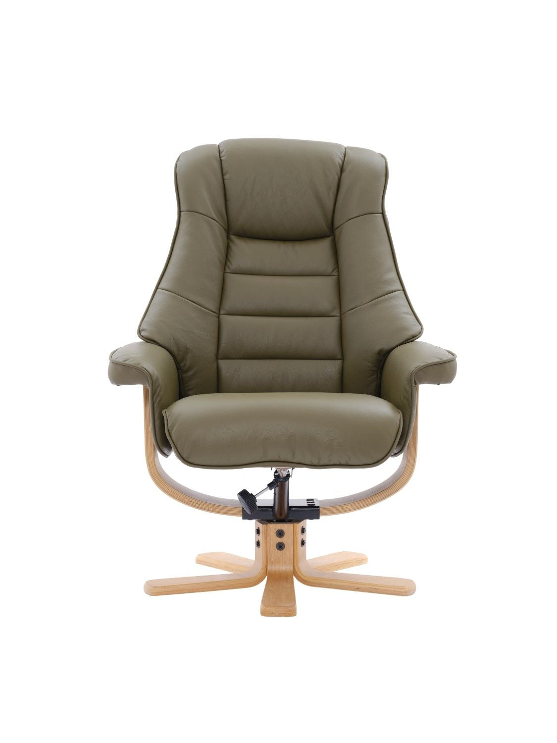 Olive Green Leather Recliner Chair With Footstool