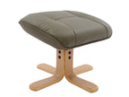 Olive Green Leather Recliner Chair With Footstool - Home Furniture Interiors