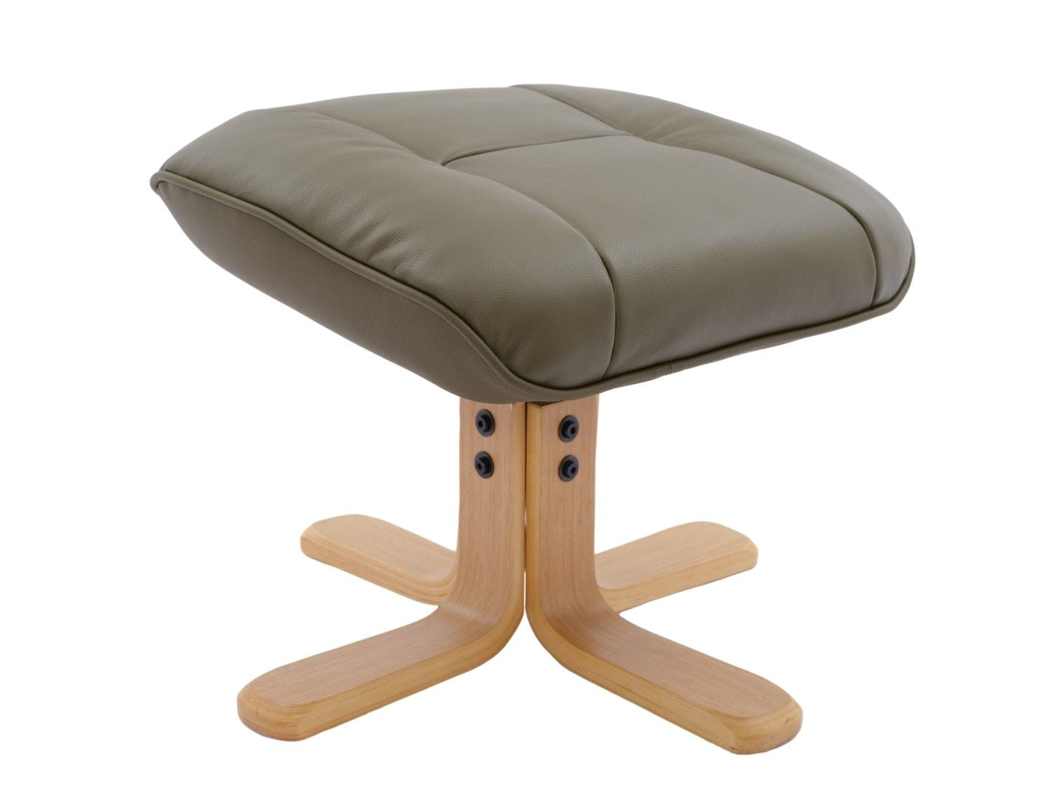 Olive Green Leather Recliner Chair With Footstool