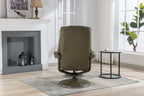 Olive Green Leather Swivel Recliner Chair with Footstool - Home Furniture Interiors