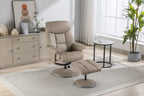 Pebble Leather Effect Recliner Swivel Chair With Footstool