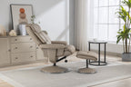 Pebble Leather Effect Recliner Swivel Chair With Footstool - Home Furniture Interiors