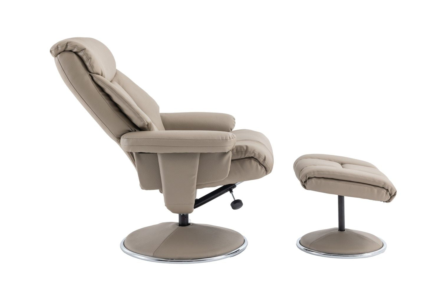 Pebble Leather Effect Recliner Swivel Chair With Footstool