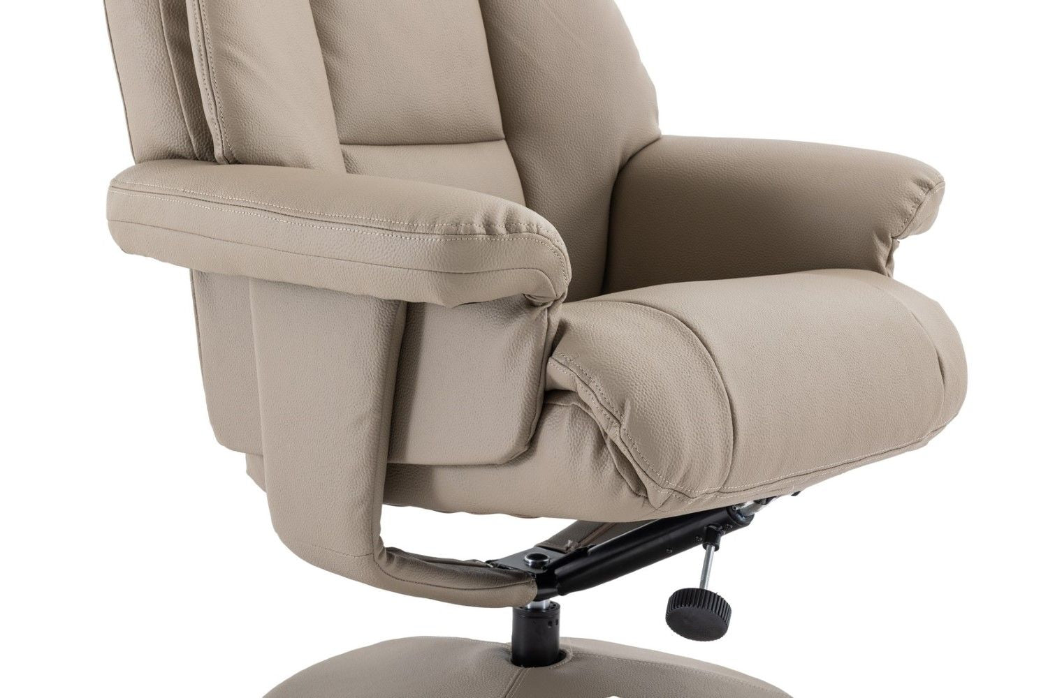 Pebble Leather Effect Recliner Swivel Chair With Footstool