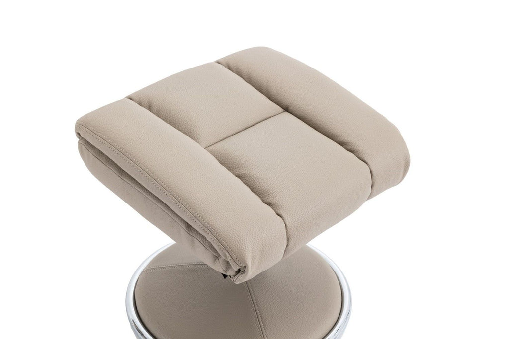 Pebble Leather Effect Recliner Swivel Chair With Footstool