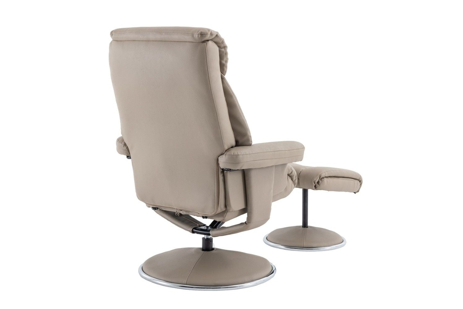 Pebble Leather Effect Recliner Swivel Chair With Footstool