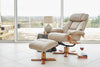 Pebble Leather Swivel Recliner Armchair and Footstool