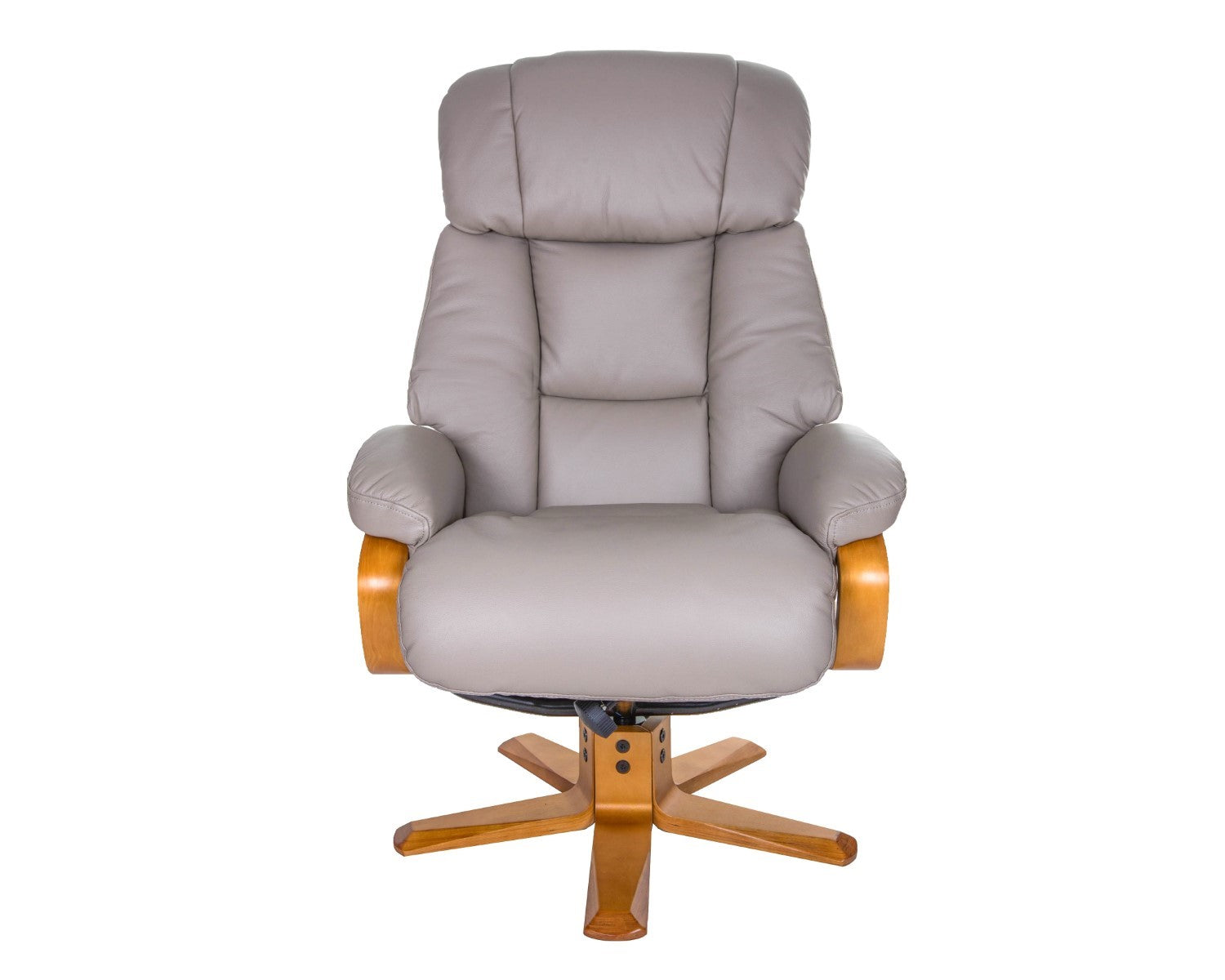 Pebble Leather Swivel Recliner Armchair and Footstool
