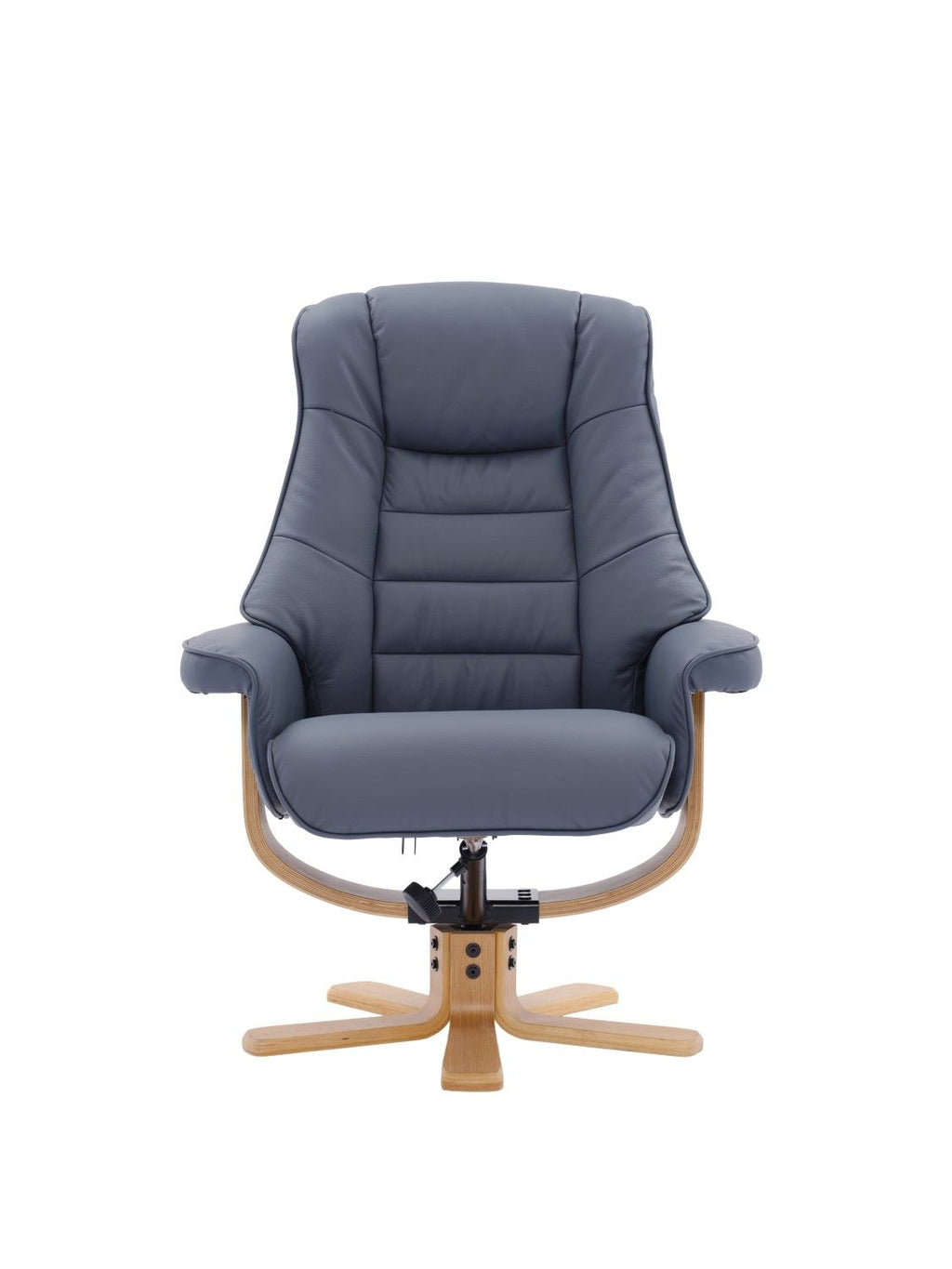 Petrol Blue Leather Recliner Chair With Footstool