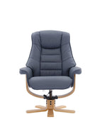 Petrol Blue Leather Recliner Chair With Footstool - Home Furniture Interiors