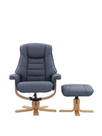 Petrol Blue Leather Recliner Chair With Footstool - Home Furniture Interiors