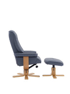 Petrol Blue Leather Recliner Chair With Footstool - Home Furniture Interiors