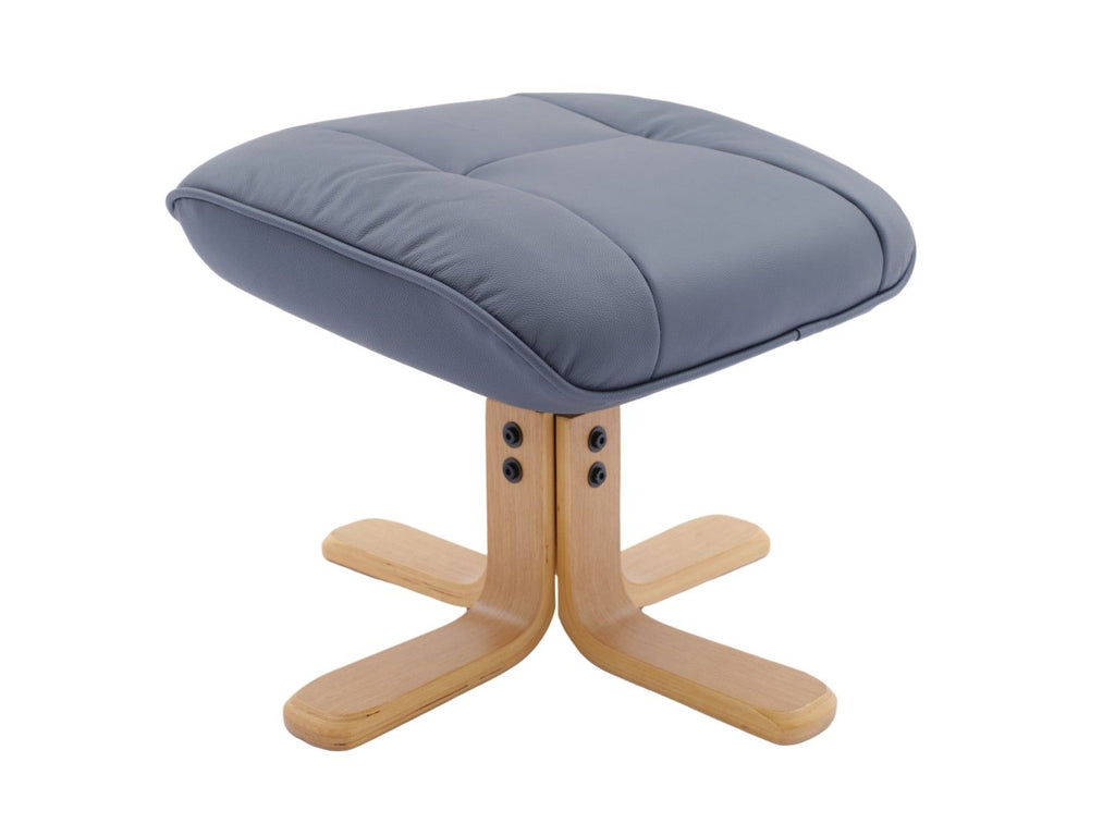 Petrol Blue Leather Recliner Chair With Footstool