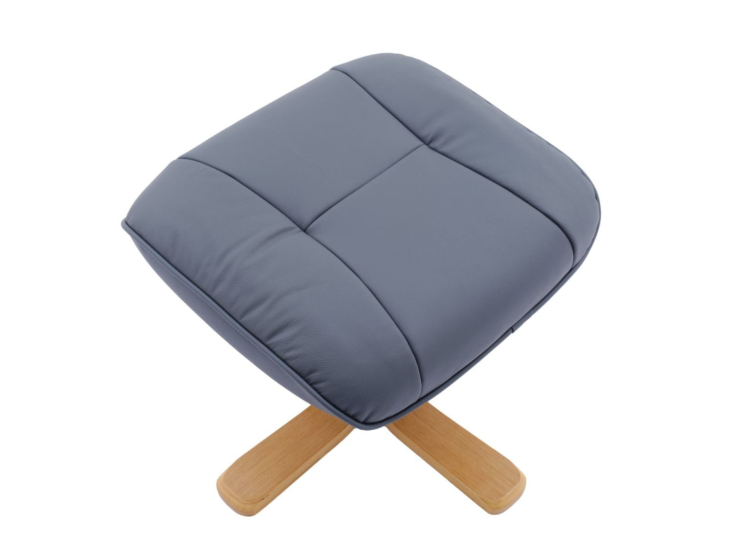 Petrol Blue Leather Recliner Chair With Footstool