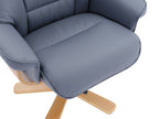 Petrol Blue Leather Recliner Chair With Footstool - Home Furniture Interiors