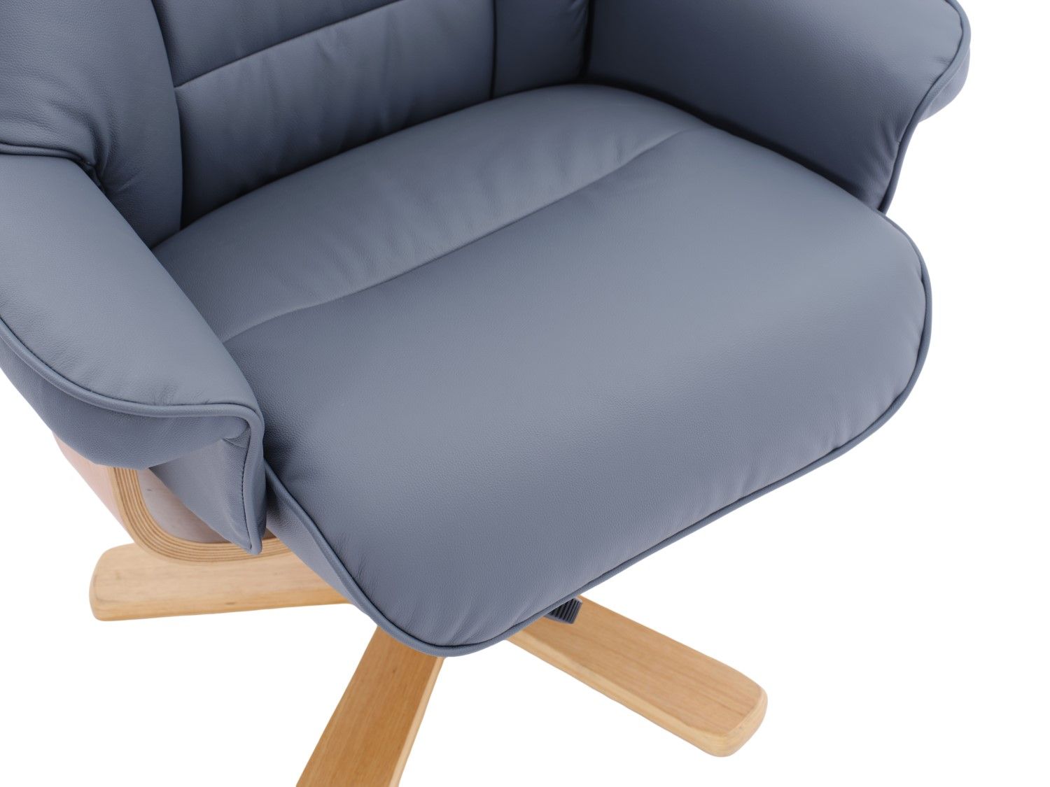 Petrol Blue Leather Recliner Chair With Footstool