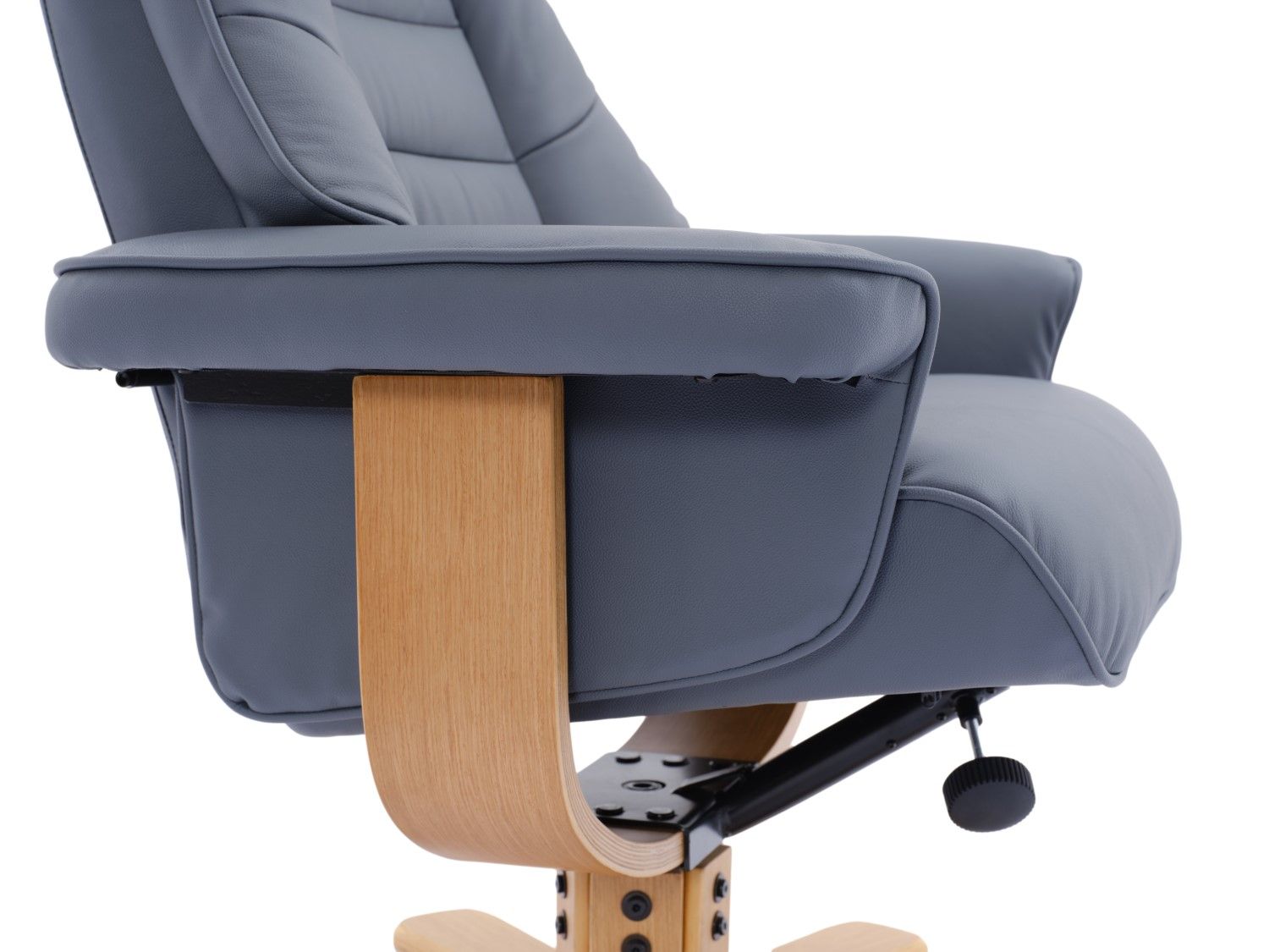 Petrol Blue Leather Recliner Chair With Footstool