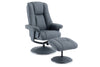 Petrol Blue Leather Swivel Recliner Chair with Footstool
