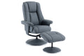 Petrol Blue Leather Swivel Recliner Chair with Footstool