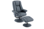 Petrol Blue Leather Swivel Recliner Chair with Footstool - Home Furniture Interiors