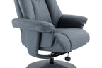 Petrol Blue Leather Swivel Recliner Chair with Footstool - Home Furniture Interiors