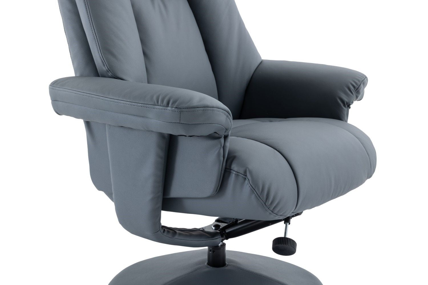 Petrol Blue Leather Swivel Recliner Chair with Footstool