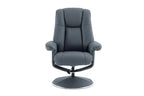 Petrol Blue Leather Swivel Recliner Chair with Footstool - Home Furniture Interiors