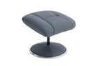 Petrol Blue Leather Swivel Recliner Chair with Footstool - Home Furniture Interiors