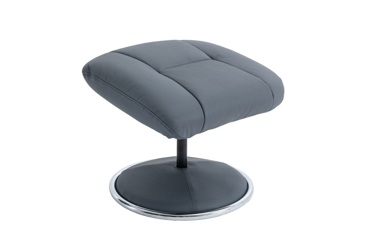 Petrol Blue Leather Swivel Recliner Chair with Footstool