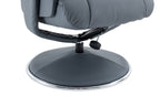 Petrol Blue Leather Swivel Recliner Chair with Footstool - Home Furniture Interiors