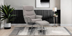 Platinum Leather Swivel Recliner Chrome Base with Footstool
