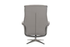 Platinum Leather Swivel Recliner Chrome Base with Footstool - Home Furniture Interiors