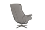 Platinum Leather Swivel Recliner Chrome Base with Footstool - Home Furniture Interiors