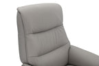 Platinum Leather Swivel Recliner Chrome Base with Footstool - Home Furniture Interiors