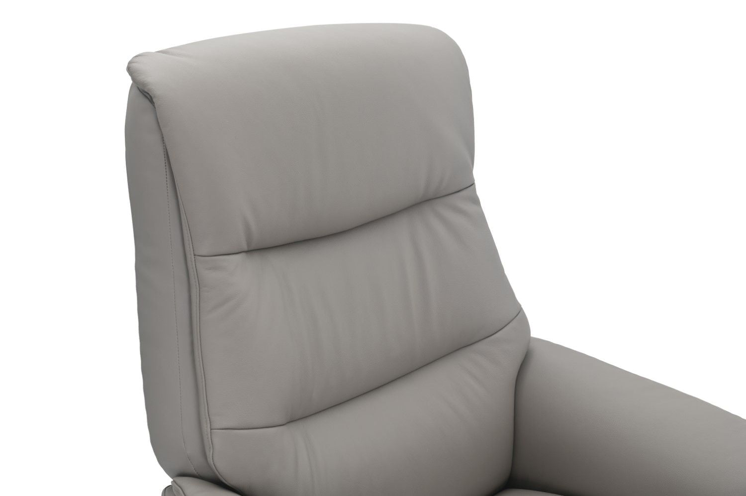 Platinum Leather Swivel Recliner Chrome Base with Footstool