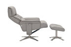 Platinum Leather Swivel Recliner Chrome Base with Footstool - Home Furniture Interiors