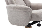 Sand Fabric Swivel Recliner with Footstool Oak Base - Home Furniture Interiors