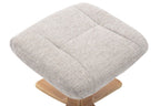 Sand Fabric Swivel Recliner with Footstool Oak Base - Home Furniture Interiors