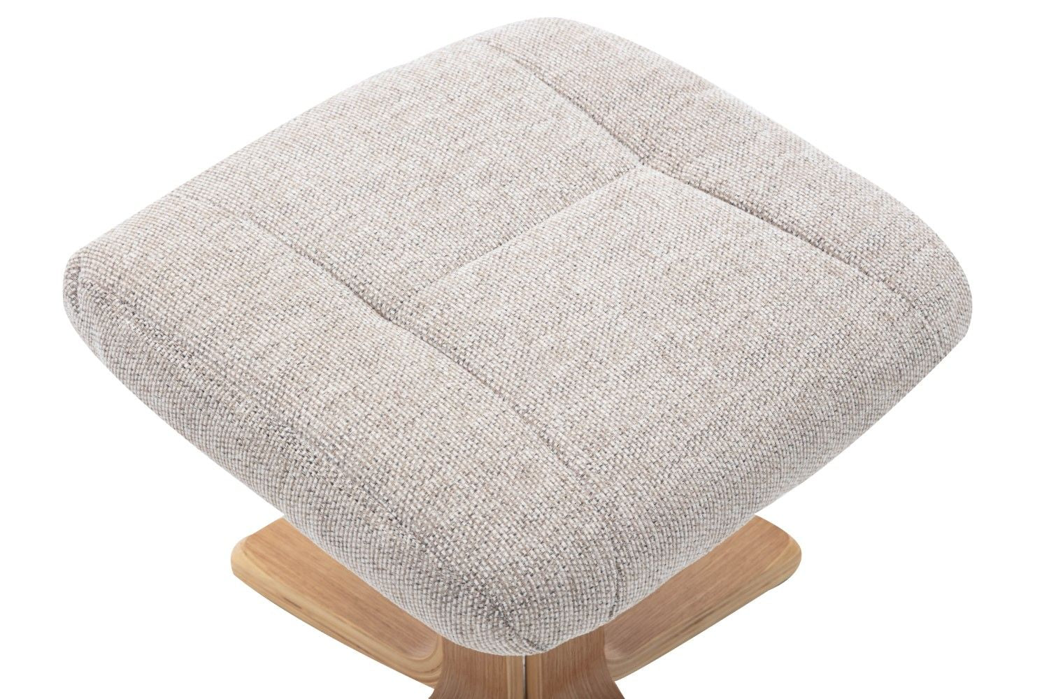 Sand Fabric Swivel Recliner with Footstool Oak Base