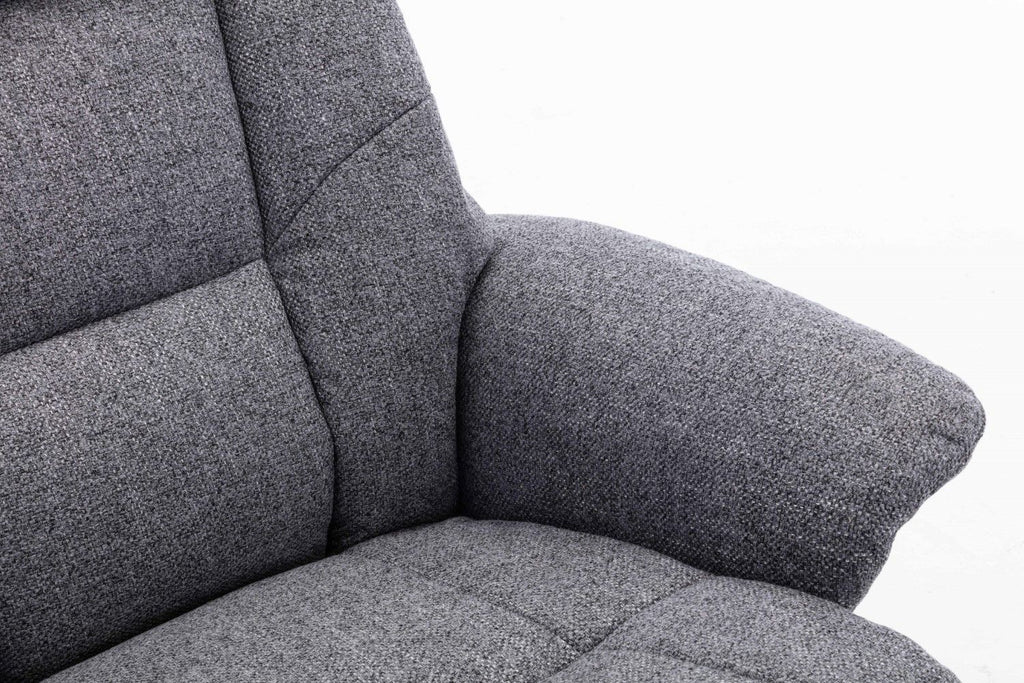 Slate Grey Fabric Swivel Recliner with Footstool Oak Base - Home Furniture Interiors