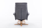 Slate Grey Fabric Swivel Recliner with Footstool Oak Base - Home Furniture Interiors