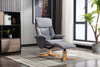 Slate Grey Fabric Swivel Recliner with Footstool Oak Base - Home Furniture Interiors