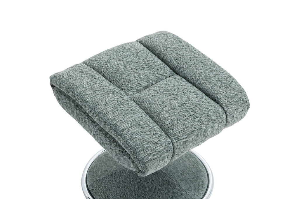 Teal Fabric Swivel Recliner With Footstool Chrome Trimmed