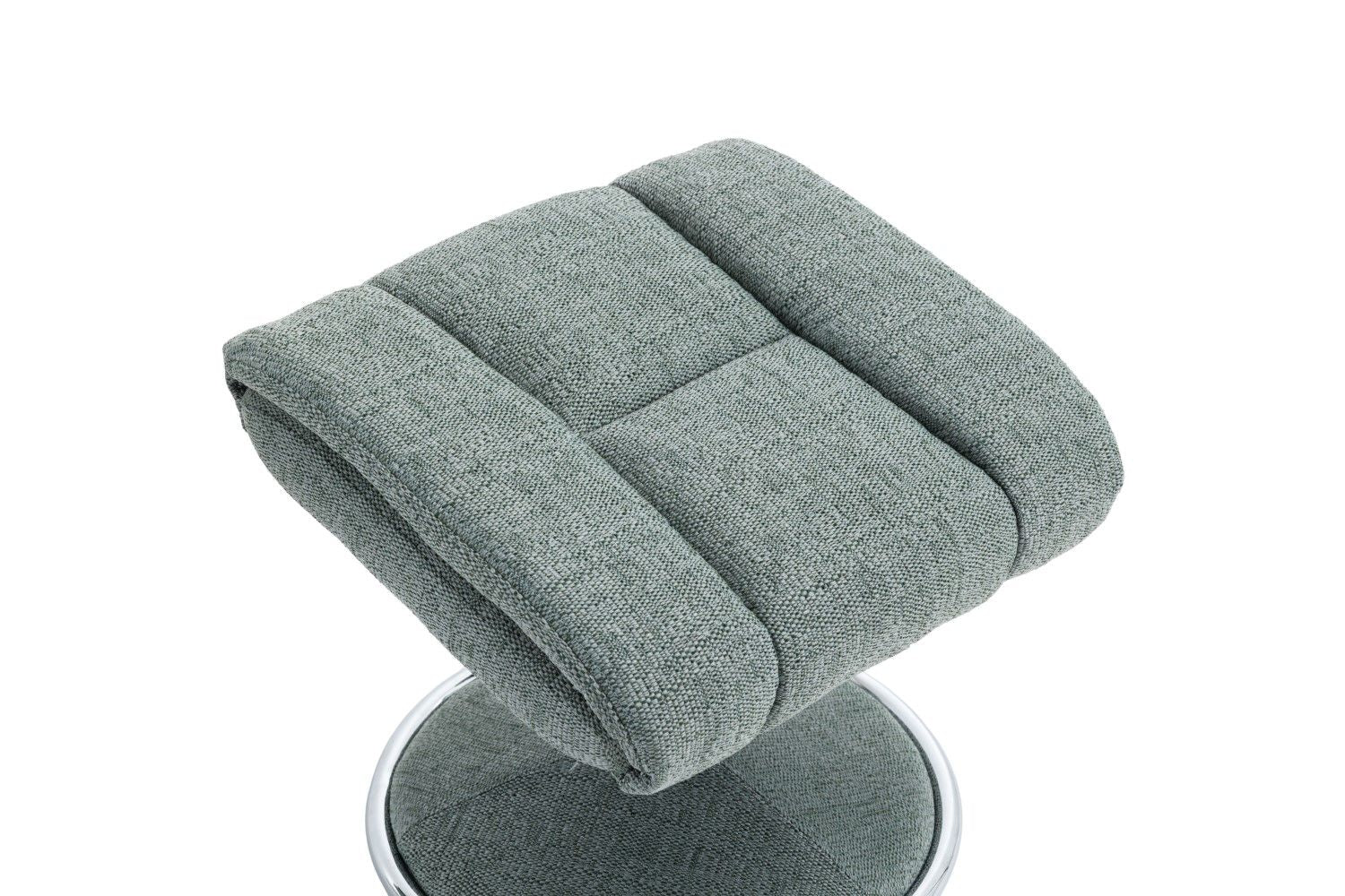 Teal Fabric Swivel Recliner With Footstool Chrome Trimmed